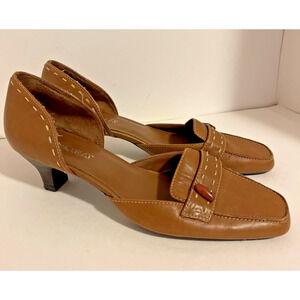 Aerosoles Shoes Womens 7.5 M Toggle Casual Slip On Loafer Brown Leather Heels